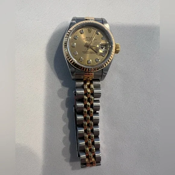 Vintage Rolex Oyster Perpetual Datejust 26mm Yellow Gold Steel Diamond - Picture 5 of 12